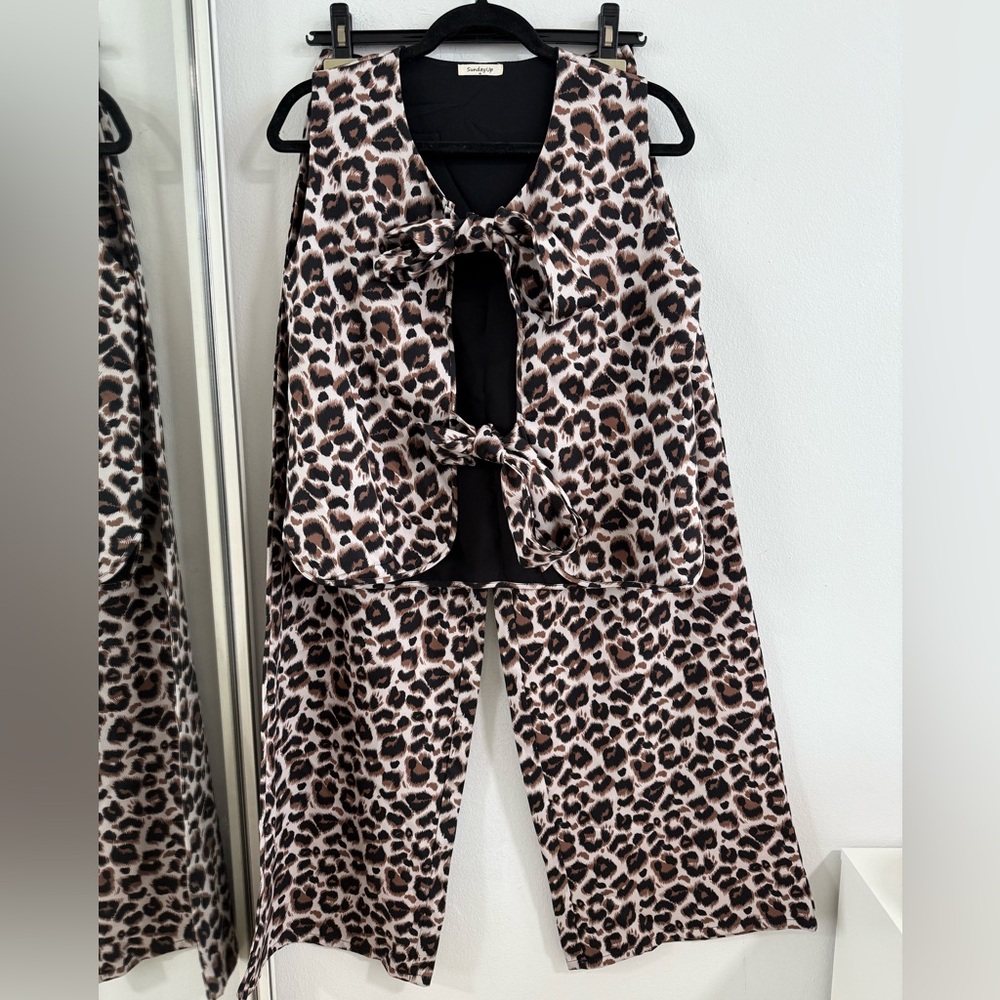 Sunday Wide Leg Pants + Top in Brown and Black SET